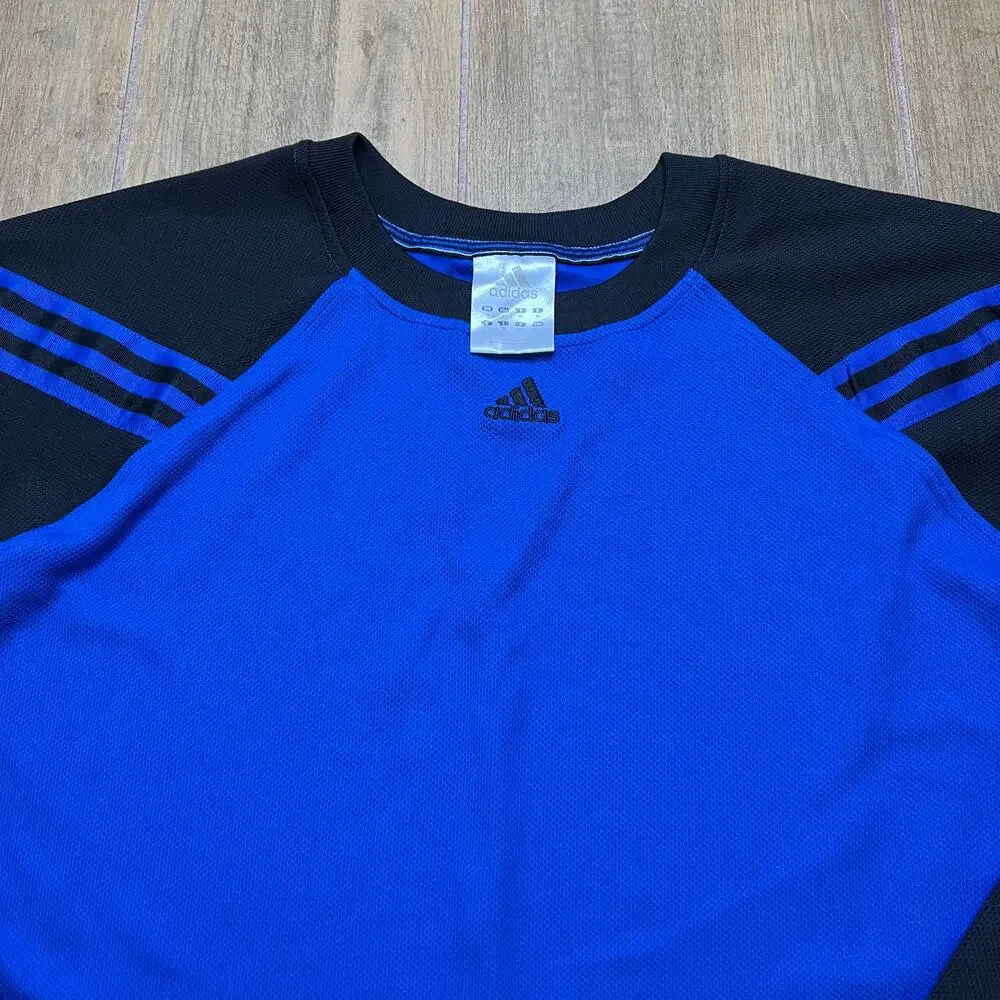 Vintage Adidas Mens‎ Active Y2K T Shirt Long Sleeve Blue/Black Sz XL
